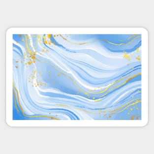 Liquid Blue Marble Shapes Geometric Abstract Pattern Sticker